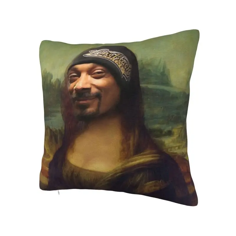 Snoop Dogg Mona Lisa Meme Throw Pillow Case Decoration Luxury Cushions Cover For Sofa Chair Square Polyester Pillowcase