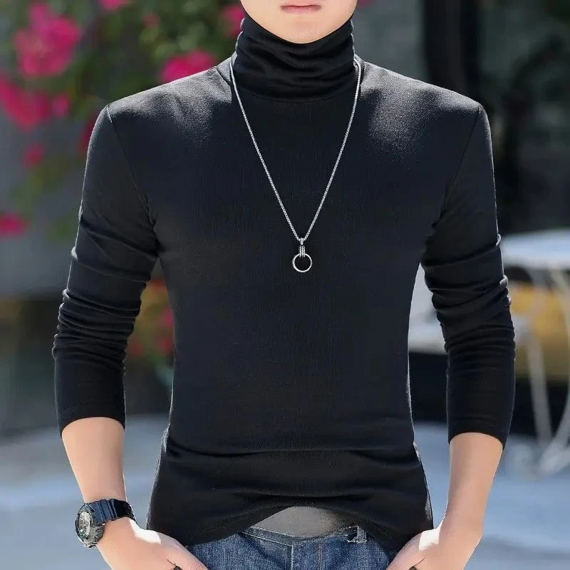 

Unicolor Male Pullover 100℅ Cotton Sweatshirt Plain Xl Polyester High Brand Y2k Clothes Xxl Turtleneck Men's T-shirts Base Layer