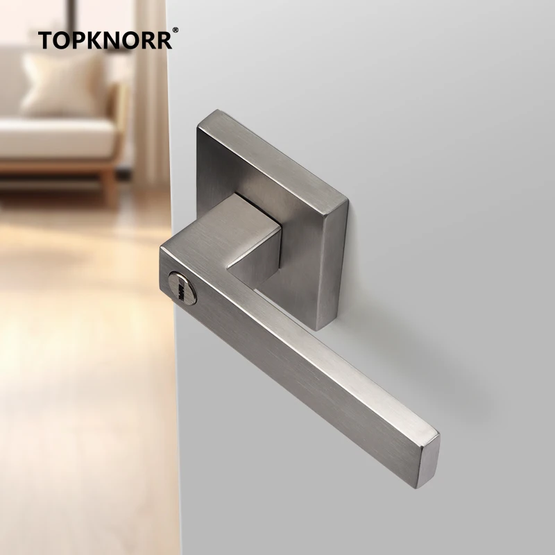304 Stainless Steel Fire Door Lock with Three-Pole Handle Bathroom Single Tongue Replacement Ball Lock for Household Security