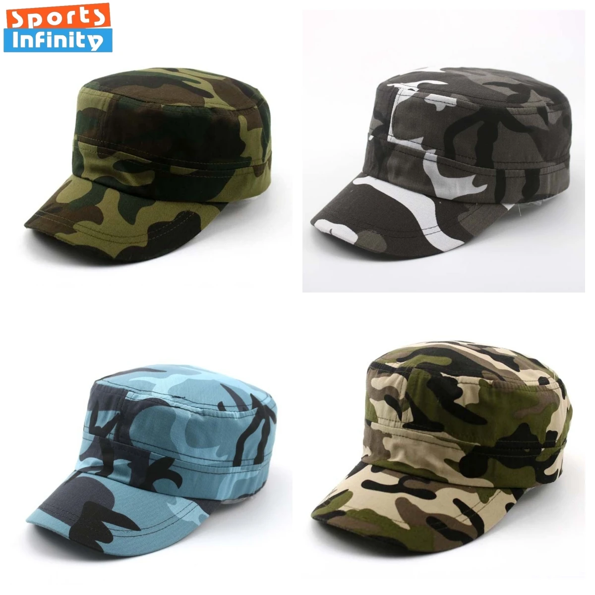 1pc Adjustable Flat Top Camouflage Hat Outdoor Sports Sun Protection Hat Sunscreen Hiking Caps Military Training Couple Hat