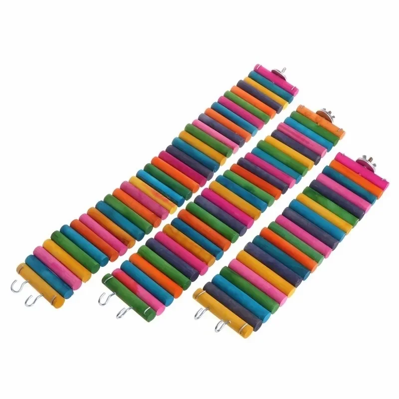 1Pc Pets Parrot Hamsters Climbing Toys Colorful Brige Gerbil Exercise Ladder Natural Woods Pet Ladder Toy Color Random