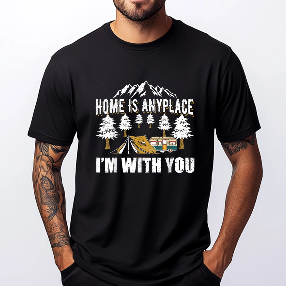 

Home Anyplace You Camping I M With You Campers Черная футболка Хэллоуин Роскошная дизайнерская мужская футболка с коротким рукавом в стиле хип-хоп