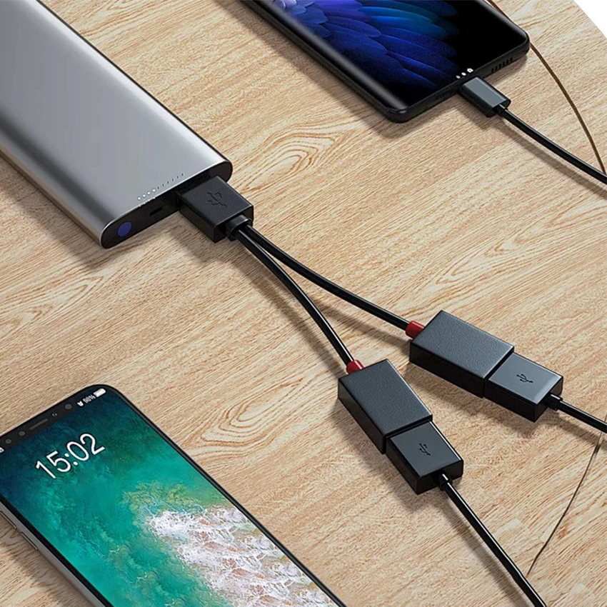 10CM USB A Male To Dual USB A Female Y‑Splitter Cable Short USB2.0 1-To-2 Power Extension Cord