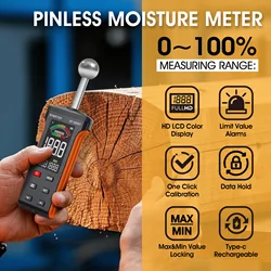 BT-5000T Moisture Tester with Colour LCD Screen and Alarm Function for Walls,Wood,Building Materials，20-40 mm Analytical Depth