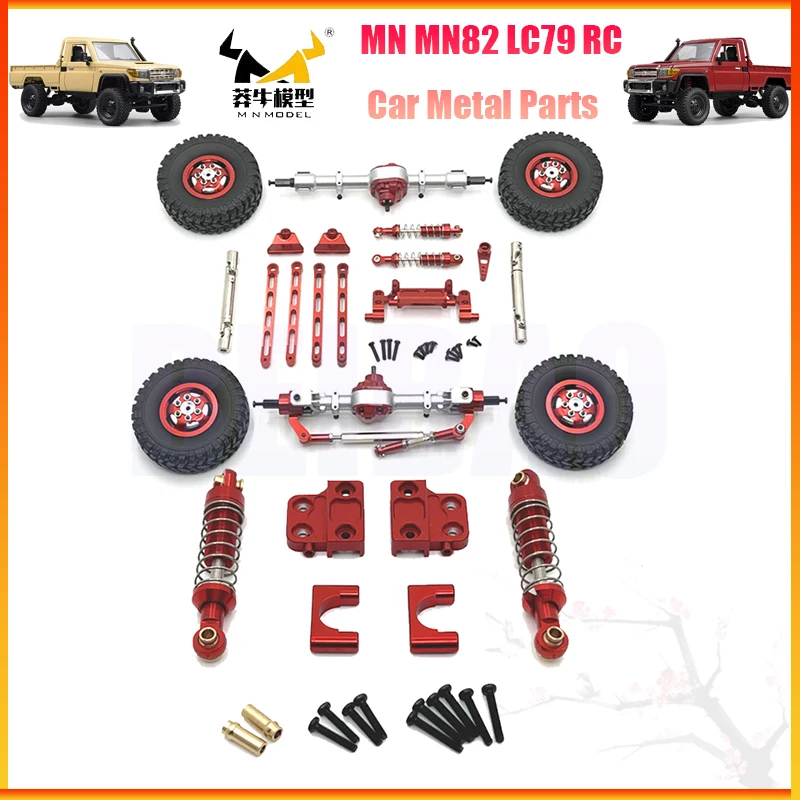 

MN82 LC79 MN78 Metal Front and Rear Axle Chassis Link Rod Pull Rod Mount Shock Absorber Tire Set 1/12 RC Car Upgrade Parts