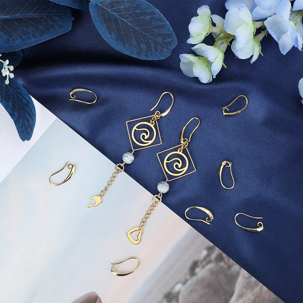 1 Box of Golden and Golden Mixed Color New Hot Selling New Diy Earrings, Smooth Surface Hook Shaped Jewelry Making Supplies - view 6