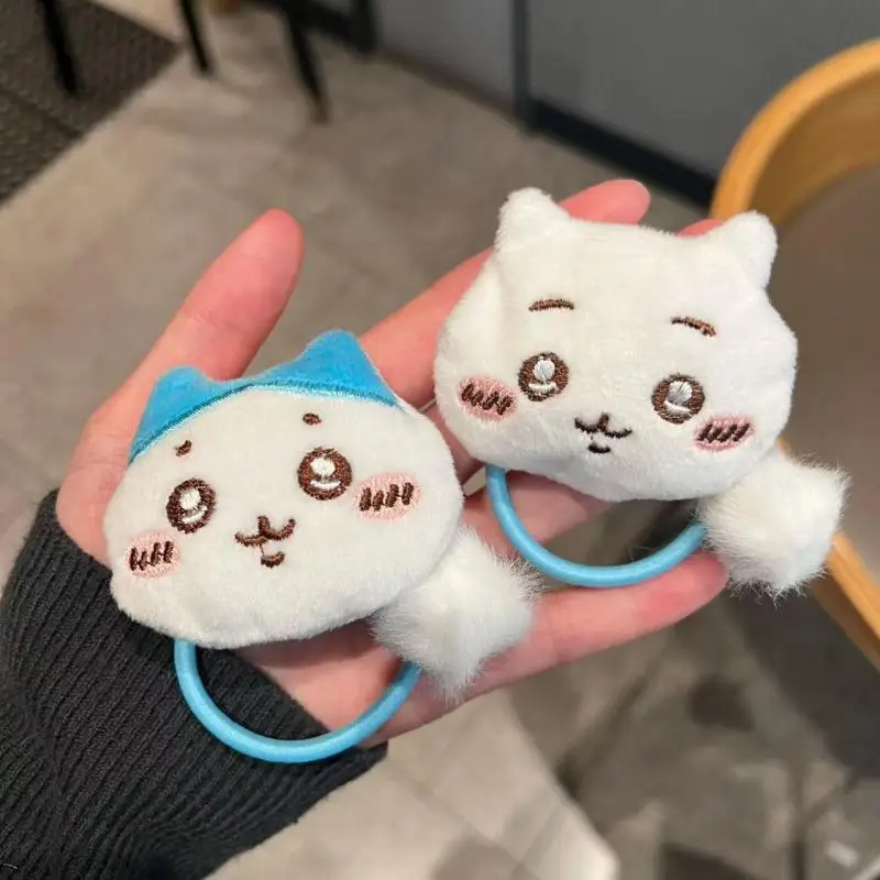 2Pcs Kawaii Chiikawa Plush Ponytail Headband Stuffed Toy Cartoon High Elasticity Headrope Cute Girls New Hair Accessories Gift