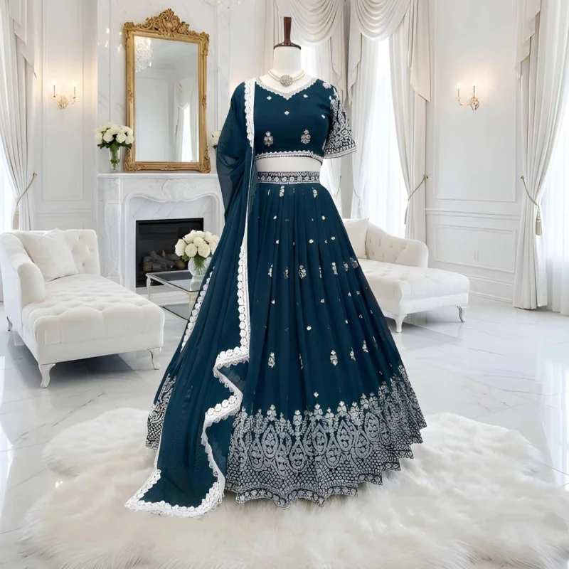 Customized Traditional Indian Wedding Attire Dark Three-Piece Set Sequin and Beaded Lehenga Long-Sleeved Bridal Gown vestidos