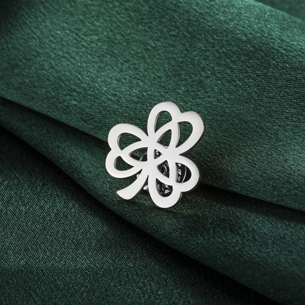Dawapara Kleeblatt-Brosche mit Kleeblatt, Dreifaltigkeitsknoten, irisches Glückssymbol, St. Patricks Day, Edelstahlschmuck – Detail 30