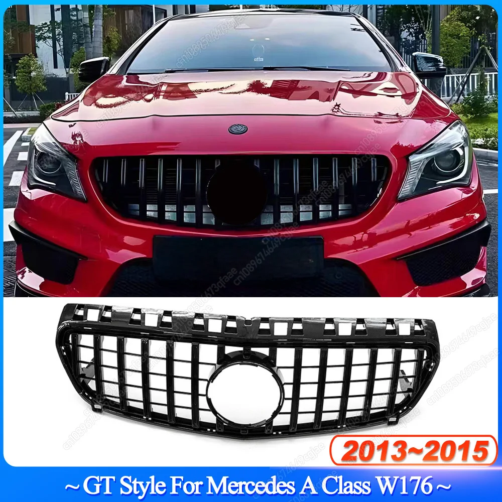 

For Mercedes Benz A Class W176 A180 A200 A220 A250 A45 AMG 2013-2015 Car Front Bumper Mesh Grille GT Style Black Bodykits Tuning