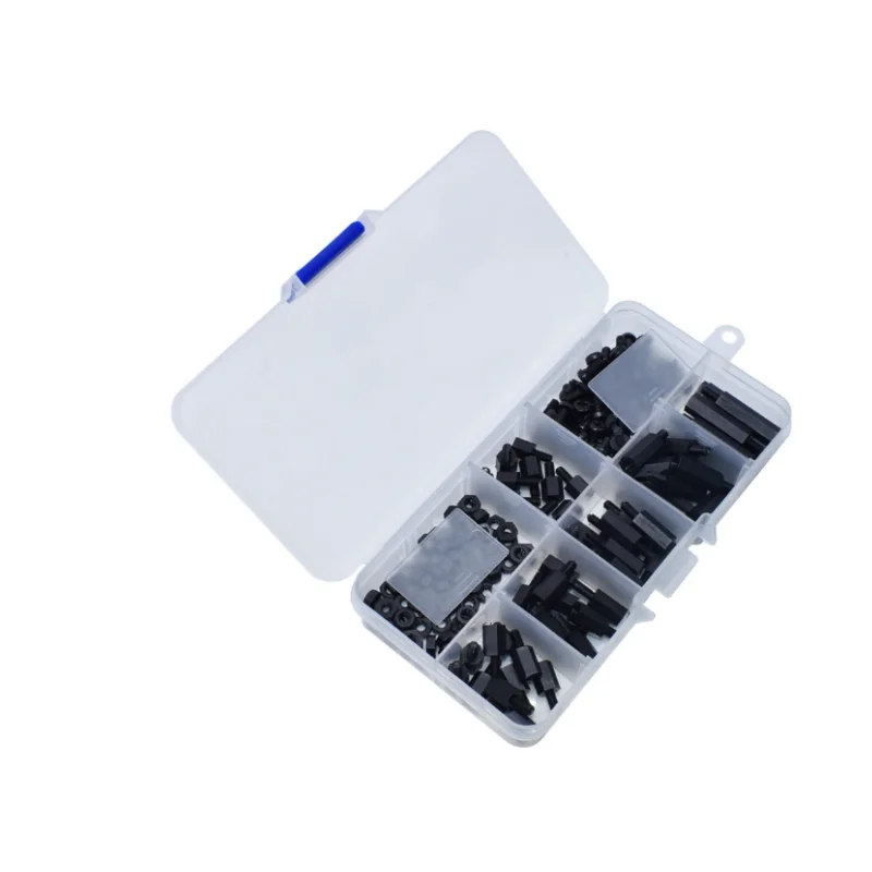 Espaçadores De Nylon Sortidos Kit, M3, Hex, M-F Parafusos, Preto, Standoff