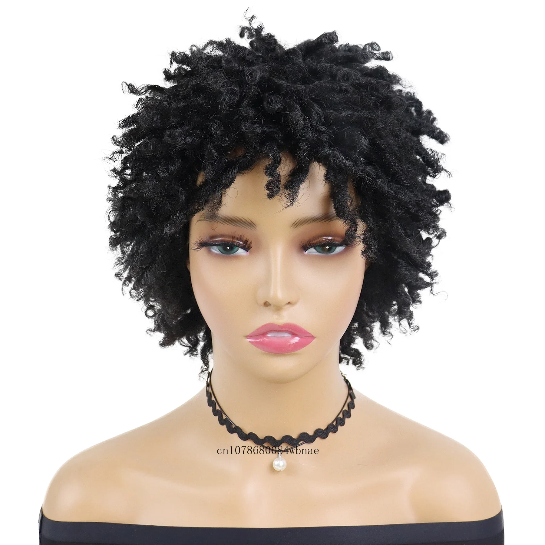 Afro Kinky Curly Wigs Synthetic Black Short Dirty Braids Locs Crochet Twist Hair Dreadlocks Wig for Women Daily Party Cosplay