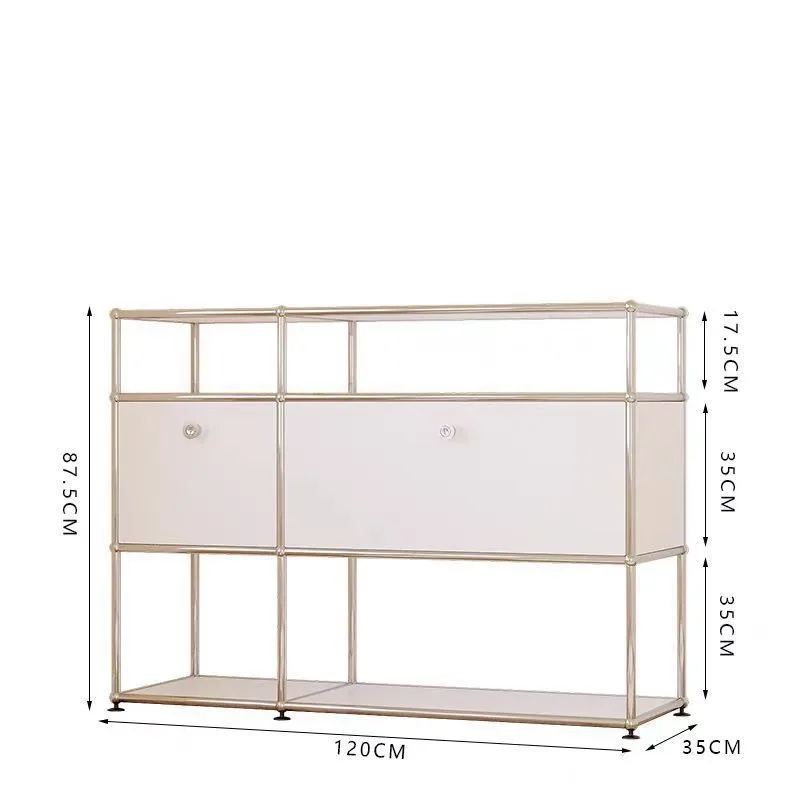 Stainless steel side cabinet, contrasting color combination storage, modern simple and light luxury