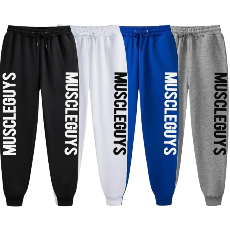 

Modern Fashionable Men's Cotton Gym Long Pants Elastic Waist Drawstring Sweat-Absorbing Soft Comfortable Trousers