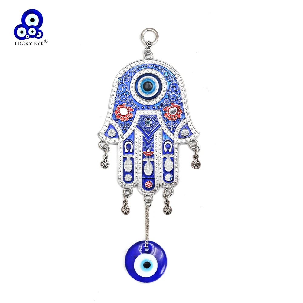 Lucky Eye Fatima Hand Wall Hanging Glass Turkish Evil Eye Key Chain Car Keyring for Women Men llavero porte clé מחזיק מפתחות