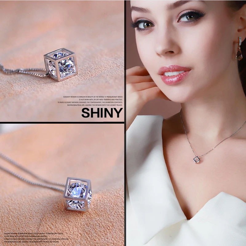 Fanqieliu Jewelry Sets Woman 925 Sterling Silver Drop Earrings Square Crystal Pendant Necklace Chain Bracelet FQL22090