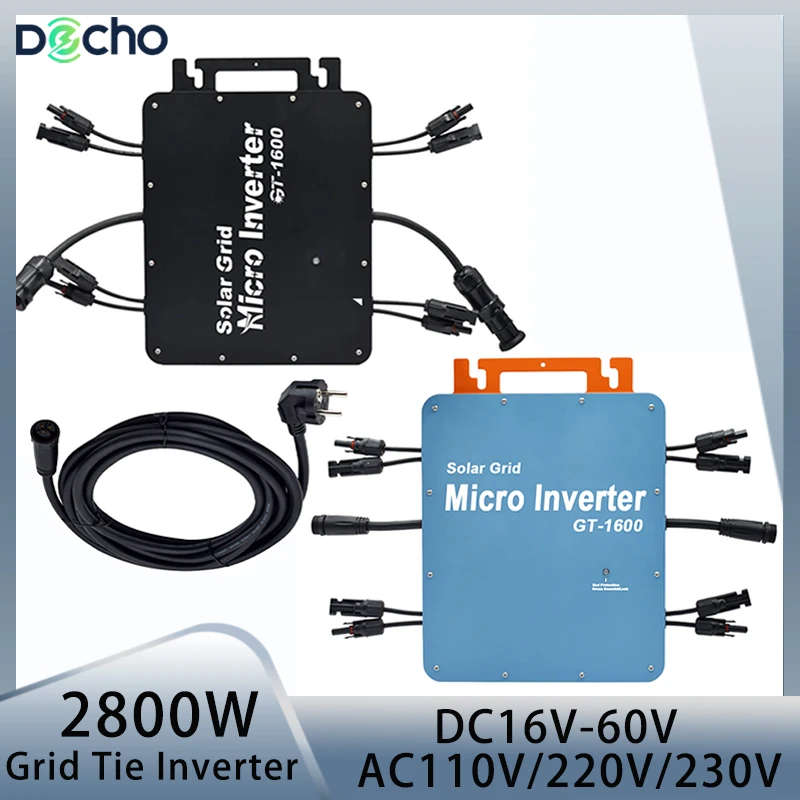 

2800W 2000W Solar Grid Tie Micro Inverter 16-60V DC For PV Panel On Grid Converter MPPT With WIFI Communication Waterproof IP67