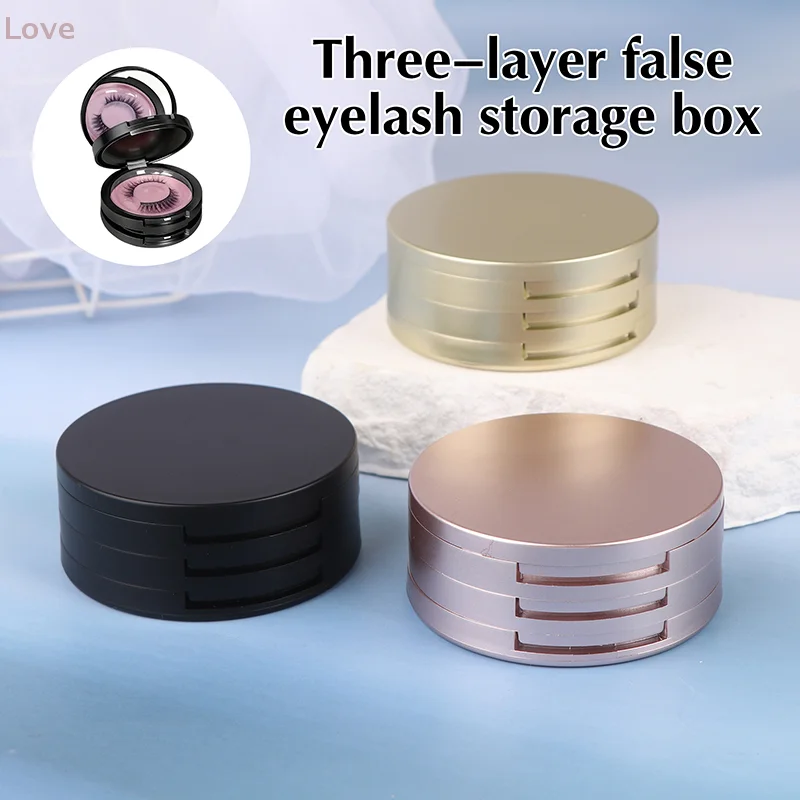 [L & P] organisateur de cils à 3 couches outil de rangement de maquillage de beauté étui miroir boîte de faux cils boîte de conteneur Portable