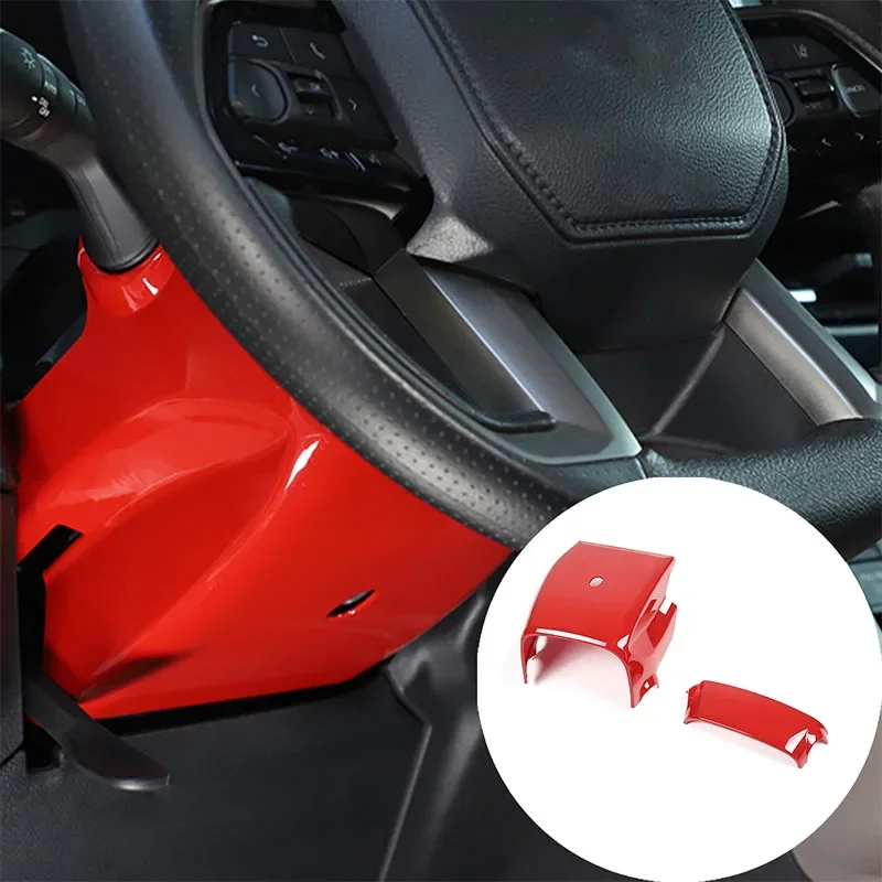 For Toyota Tundra Sequoia 2022-2023 Car Steering Wheel Steering Column Protective Cover ABS Red Interior Accessories LHD