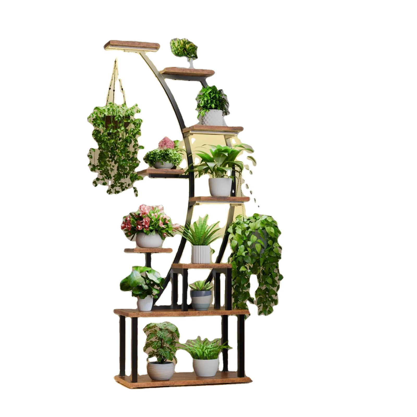 

2024 New Type Plant Stand, Multi-layer Flower Stand, Metal Plant Stand, Wrought Iron Multi-layer Flower Frame With Lightspromote