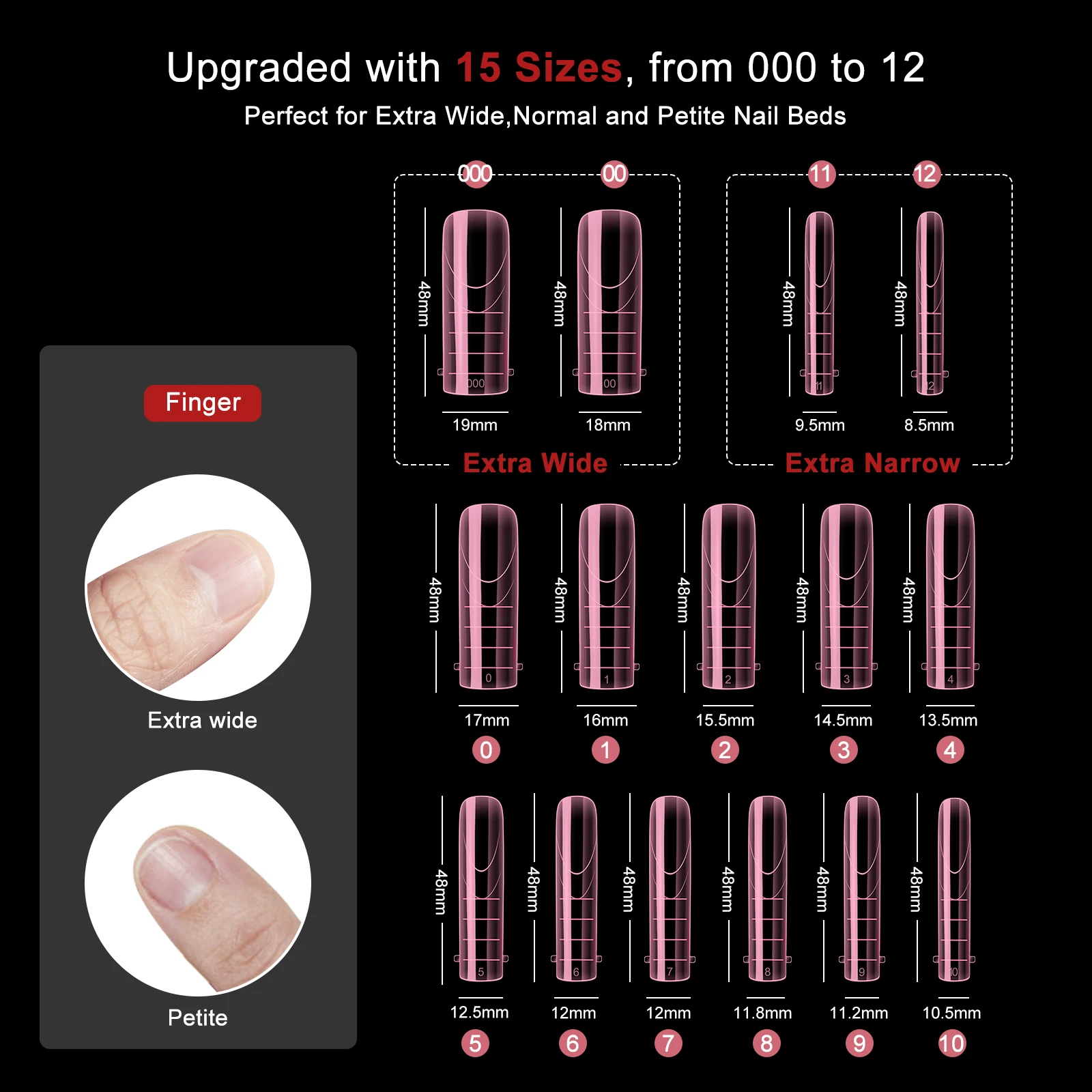 MOWOT French Square Nail Dual Forms 150 pezzi Stampo gel acrilico a costruzione rapida per estensione delle unghie Copertura completa Forme superiori per unghie riutilizzabili