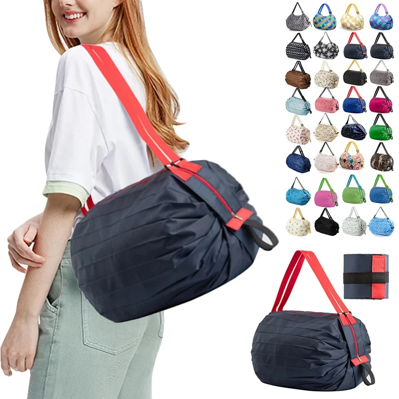 Foldable Shopping Bag Space Save Reusable Supermarket Grocery Shopping Bag Travel Beach Fitness Sports Bag For Snacks Clothes