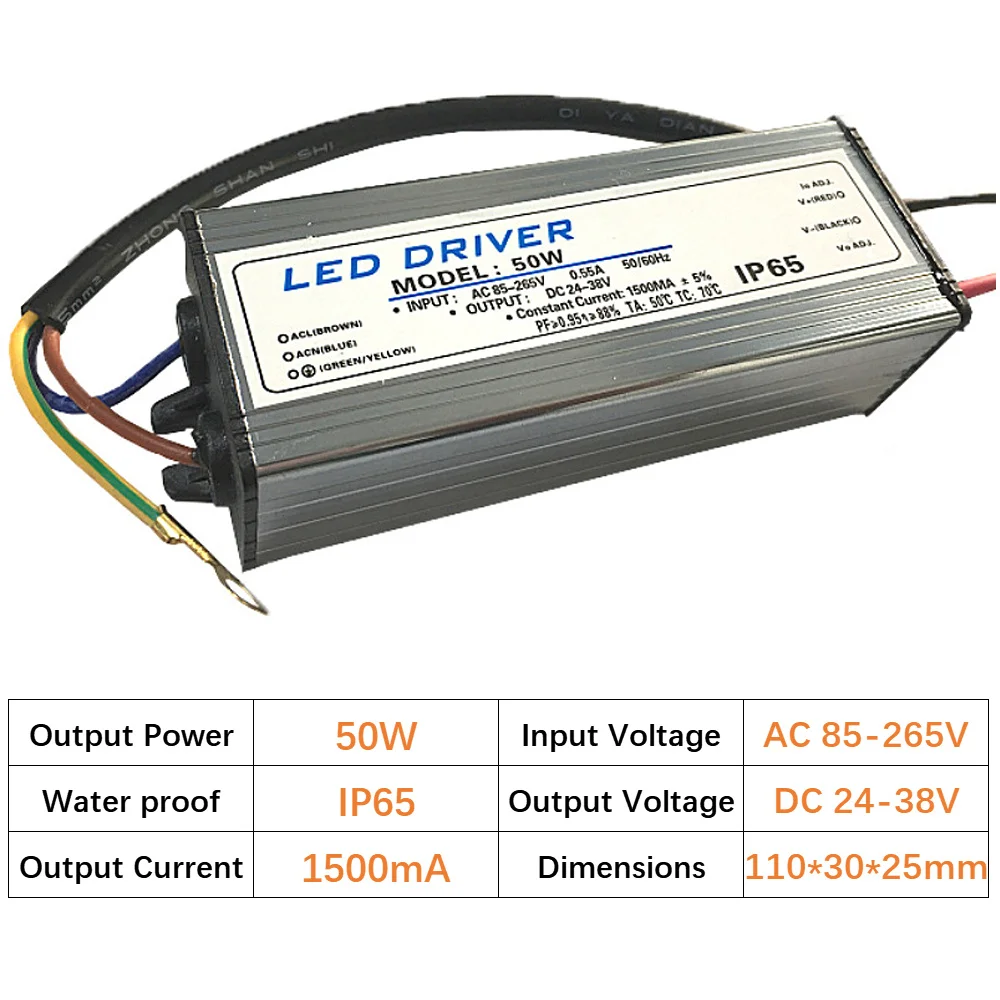 Waterproof LED Power Supply 3-120W High Power Constant Current LED Driver for Floodlight Street Light Industrial Mining Light