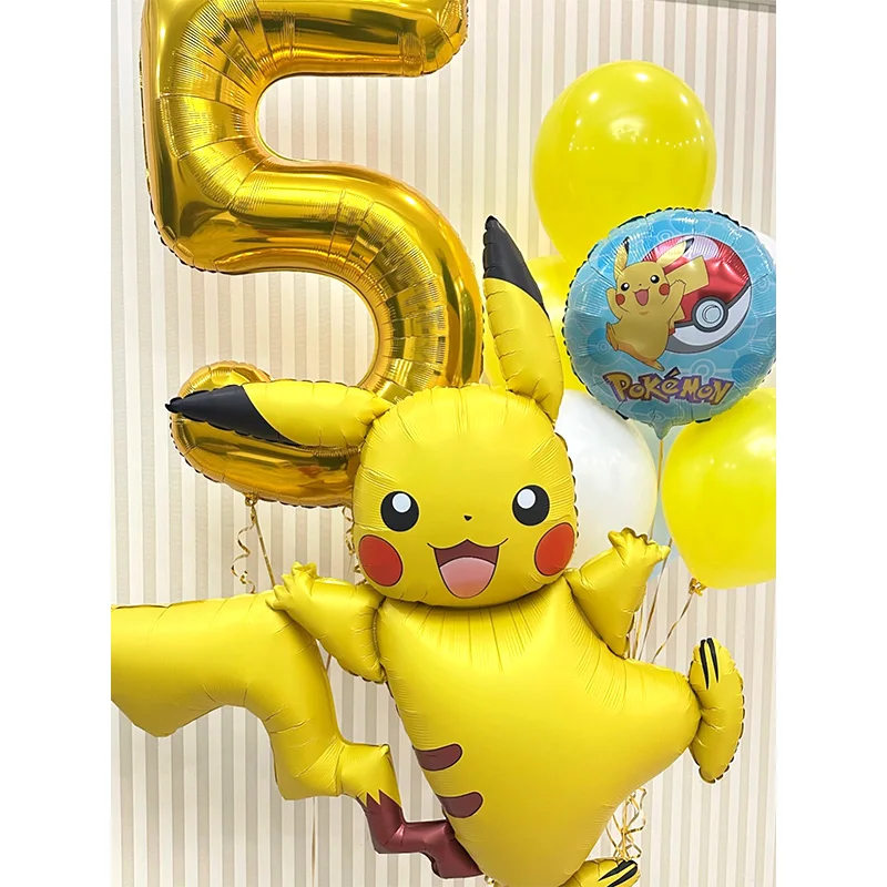 Pikachu Pokemon Themen-Folienballons Set Latexballons Kindergeburtstag Partydekoration Zahlenballons Globos