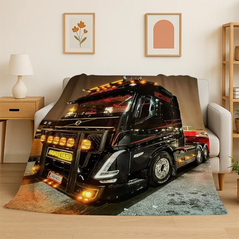 Retro Trucks V-Volvo Creative Soft Plush Blanket,Flannel Throw Blanket for Living Room Bedroom Bed Sofa Picnic Hiking Napping