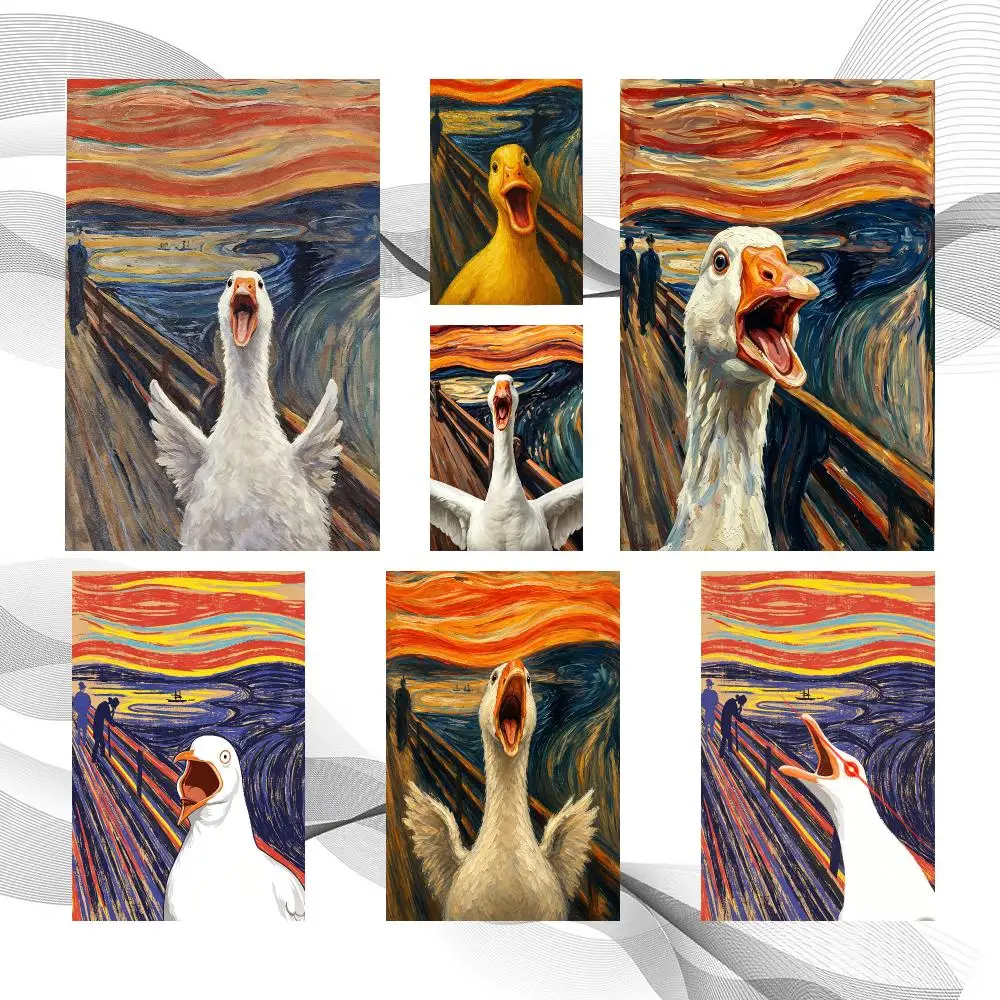 Funny The Goose Scream Poster Peel And Stick Wall Art Self Adhesive PP Waterproof Wall Decor Living Room Bedroom Gift