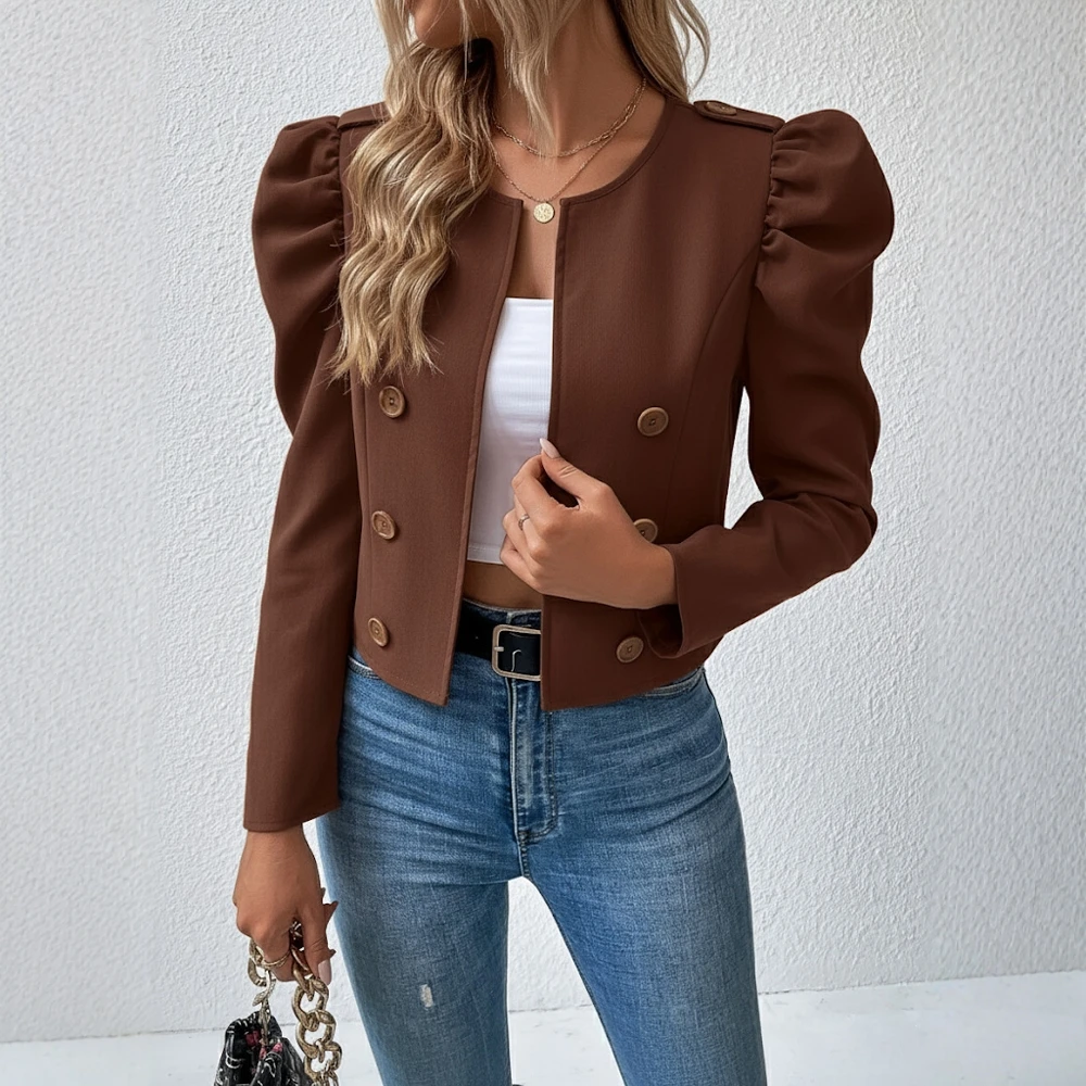 

Casual Round Neck Jacket Autumn Winter Clothes Women's Fashion Top Wear Comfortable Stylish Outerwear