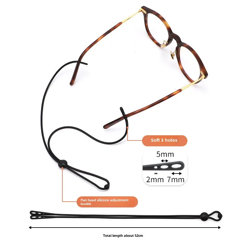 2PCS 52cm Adjustable Elastic Silicone Eyeglasses Straps Sunglasses Chain Sports Anti-Slip String Glasses Ropes Band Cord Holder