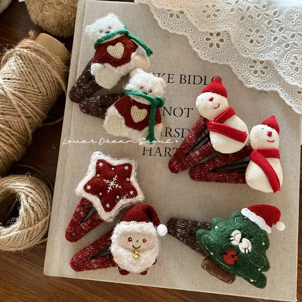 Pinza para el pelo de Papá Noel y Muñeco de Nieve Roja para Mujer, Estilo Coreano de Año Nuevo, Adorno Lateral Lindo para Flequillo, Ligero y de Primera Calidad