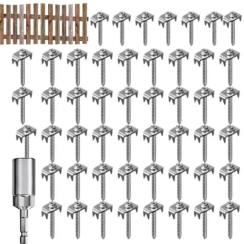 

50 Pcs Reusable Wire Fence Staple Screw Wire Fence Staple Fence Nails Fence Staple Nail With Wire Fixer Fence Fasteners For Wire