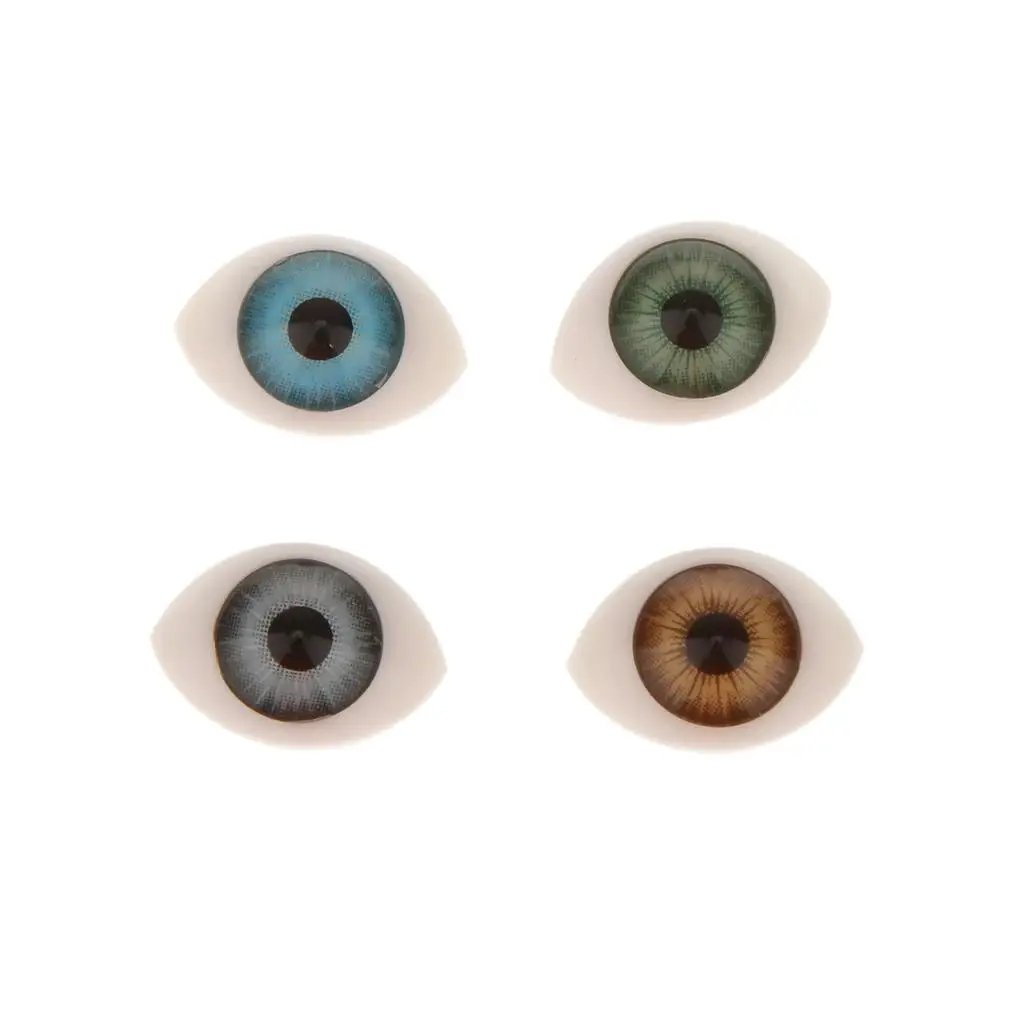 4 Pairs Ovale Platte Achterkant Plastic Ogen 5mm/6mm/7mm/8mm/9mm Iris voor Porselein of Reborn Poppen Maken DIY Benodigdheden