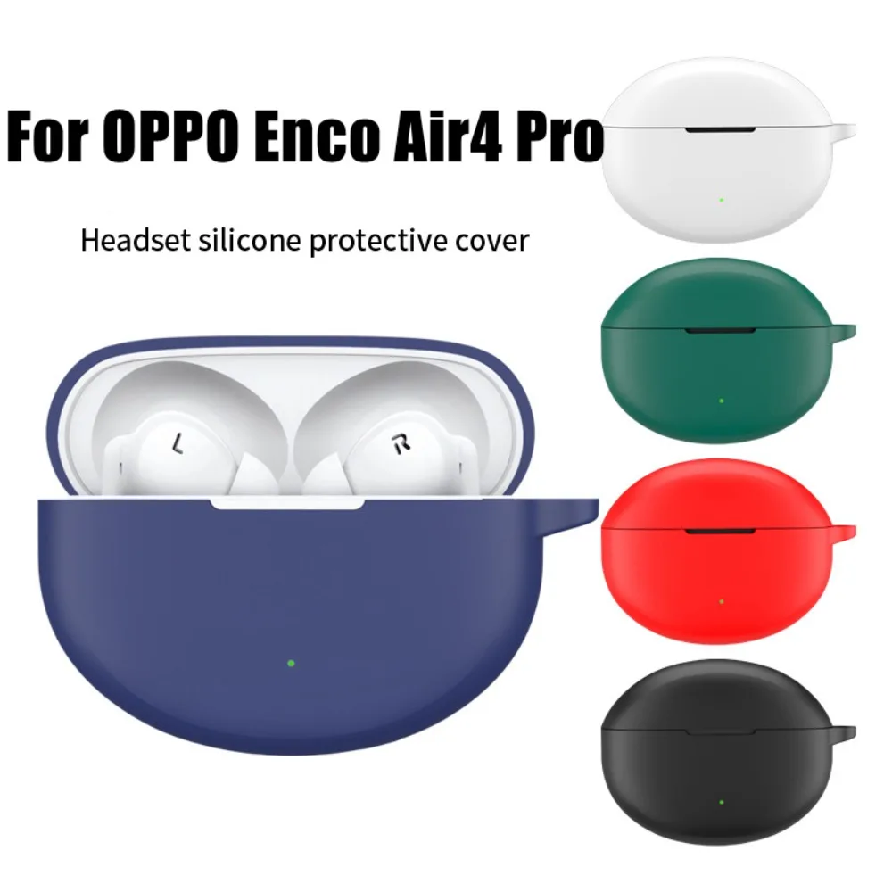 Portable Soft Earphone Case Silicone with Hook Protector Cover Dustproof Anti-drop Protective Sleeve for OPPO Enco Air4 Pro