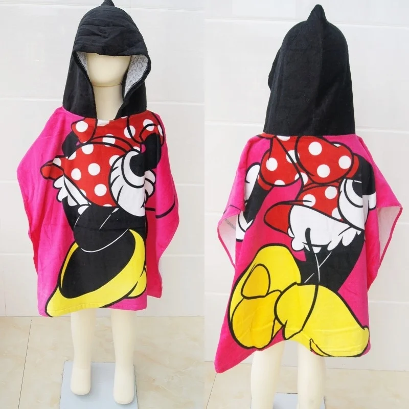 Cartoon Cotton Cute Mickey Minnie Mouse Cosplay Baby Boys Girls Hooded Bath Towel Swimming Cloak Toddler Kids Bathrobe 60x120cm