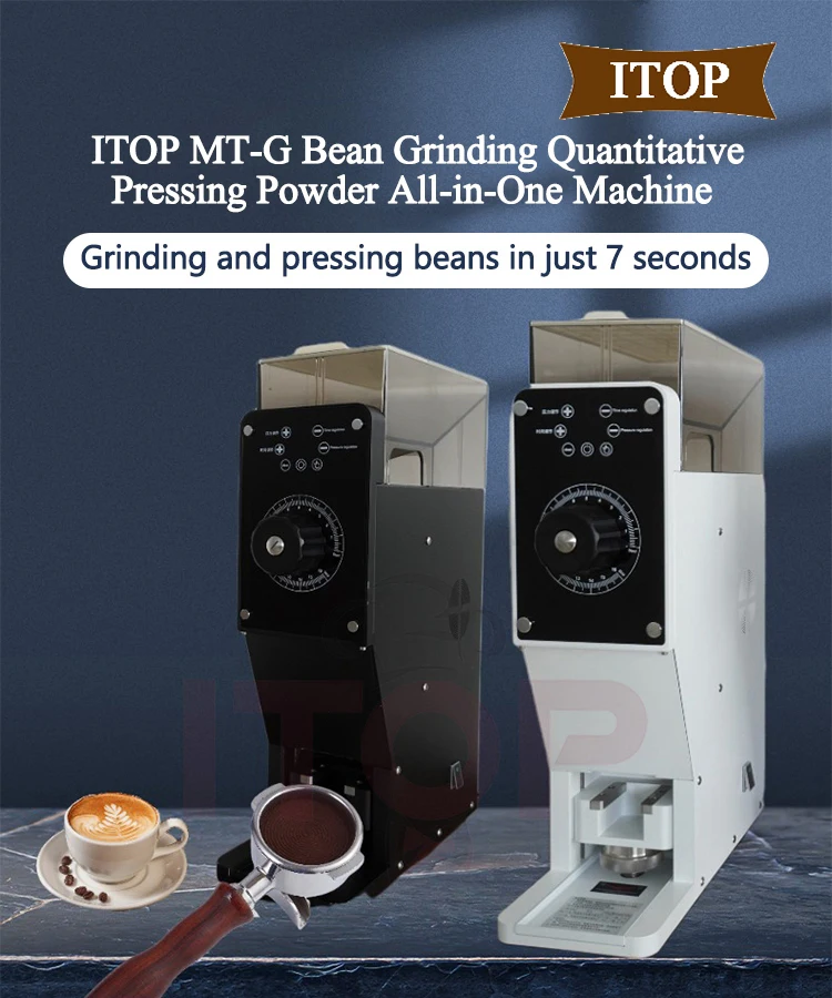 

ITOP MT-G Bean Grinding Quantitative Pressing Powder All-in-One Machine 98MM Titanium Flat Knife Coffee Grinder Coffee Tamper