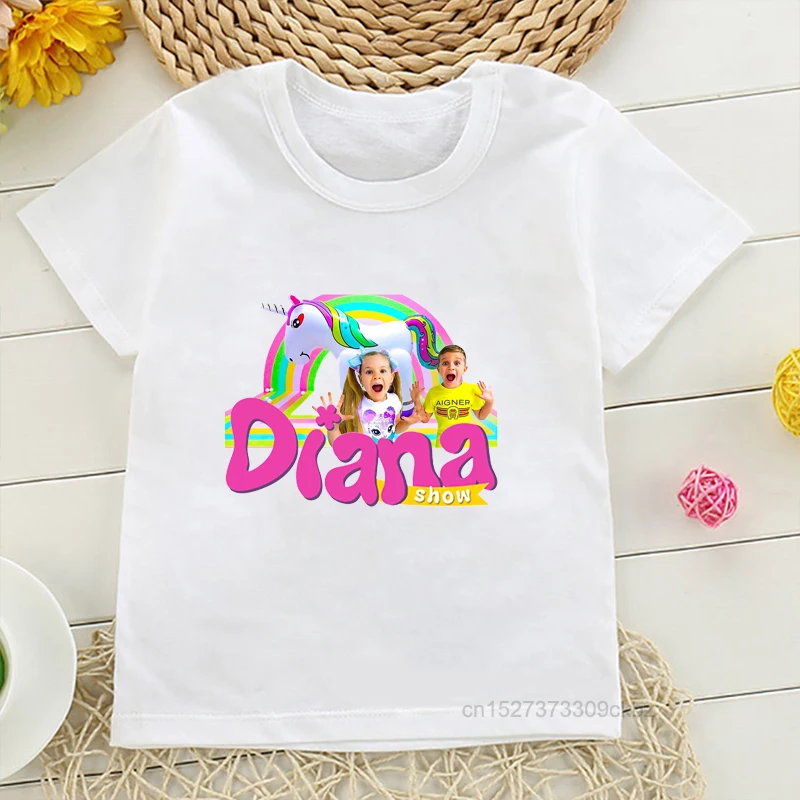 Children\'S Tshirts Newly Girls T-Shirt Cute The Kids Diana And Roma Show Print Summer Fashion Girls Clothes Tops