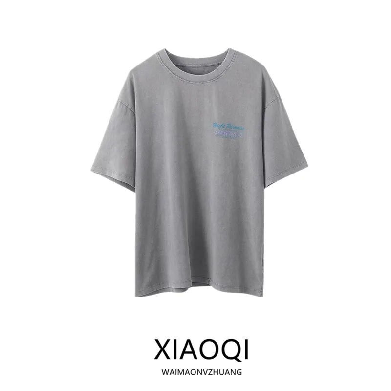 

Summer 2025 Women's Loose Printed round Ne ort Sve T-irt Casual Sle Waed Effect Casual Comfortable Cotton Top