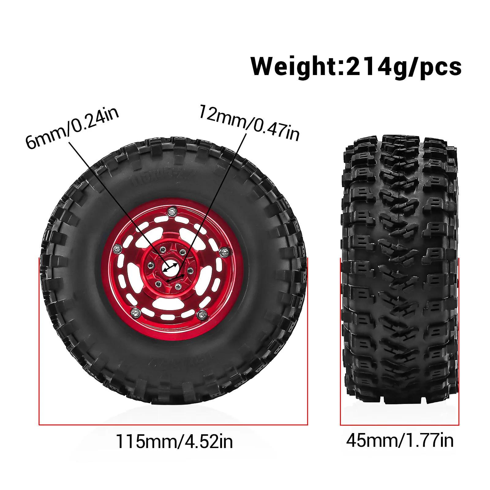 2.2 Inch Climbing Car Thunder God Wheel Hub 115mm Tire for SCX10 TRX4 H8H 4083 CROSS RC Car Upgrade OP Accessories Parts
