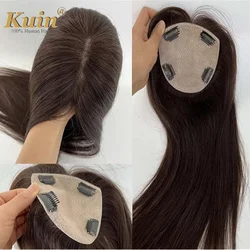 Kuin Clip In Women Topper Real Human Hair Hairpiece Hand Made Silk Base Breathable Hair Closure Hair Women Wig Hair Extension