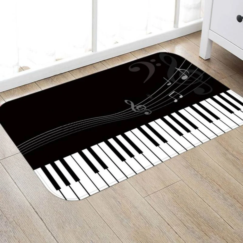 Piano Keys Printed Carpet Non-slip Bath Mat Household Doormat Kitchen Rug Floor Pad for Home Decor Indoor Outdoor Music Lover