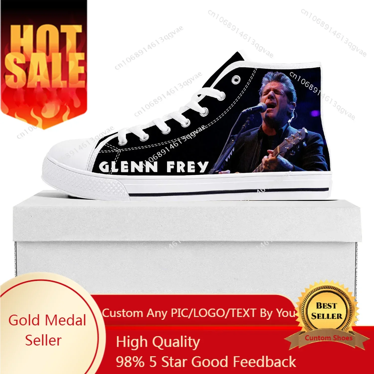 Glenn Frey Rock Singer High Top High Quality Sneakers Mens Womens Teenager Canvas Sneaker Casual Couple Shoes Custom Made Shoe