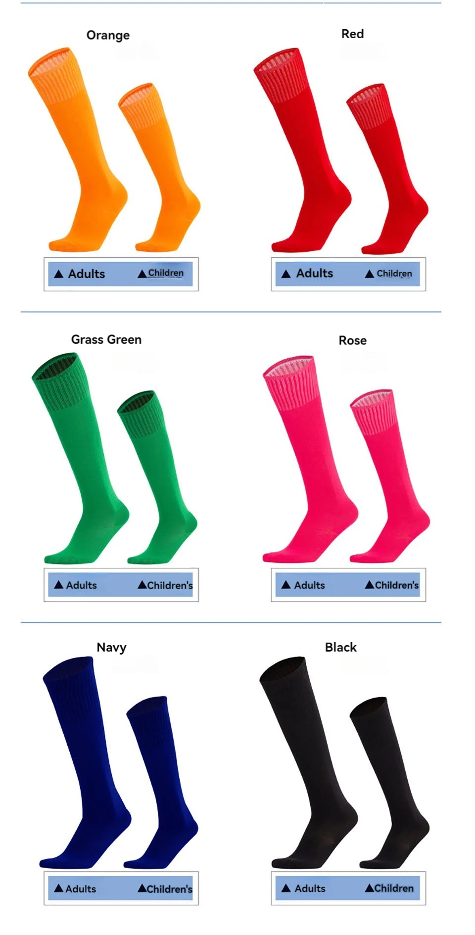 Loogdeel Fußball-Sportsocken, lange Kniestrümpfe aus Baumwolle, einfarbig, für Kinder und Erwachsene, Fußball- und Baseball-Knöchelsocken – Detail 5
