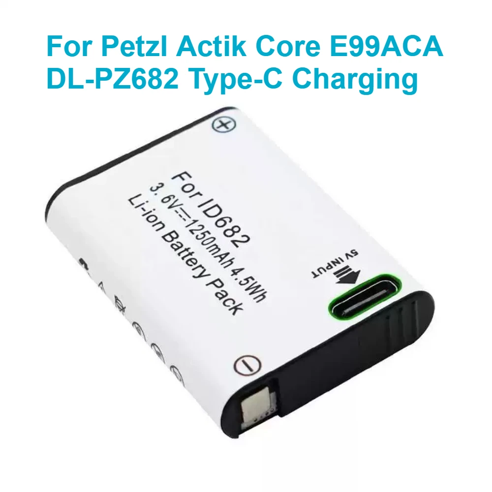 Batería de carga tipo C para faro delantero, 1250mAh, para Petzl Actik Core E99ACA DL-PZ682