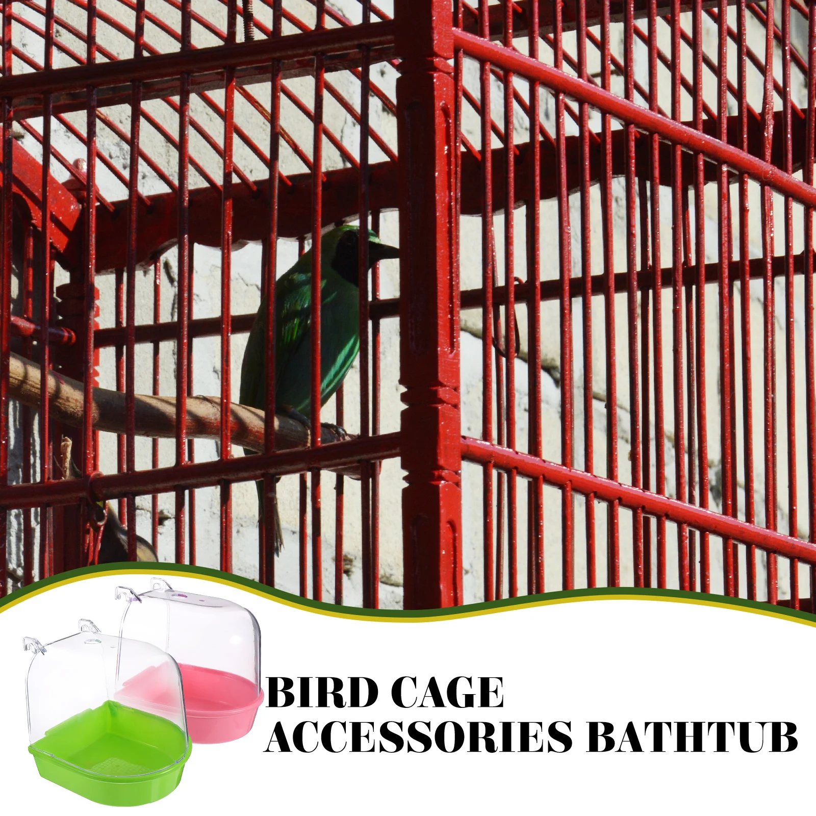 

2pcs Bird Bath Basins Parrot Shower Tubs For Caged Birds Hanging Bathing Boxes Pet Bird Cleaning Tools Water Addable Bathtubs