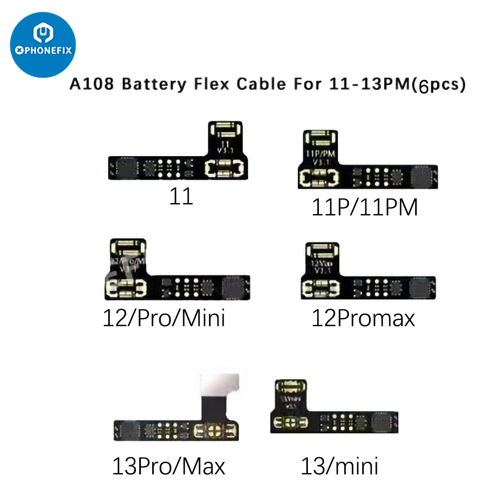 Cable flexible de batería de repuesto para programador A108, sin soldadura para Iphone 11, 12, 13, 14, advertencia de salud de la batería, eliminación de detección de batería