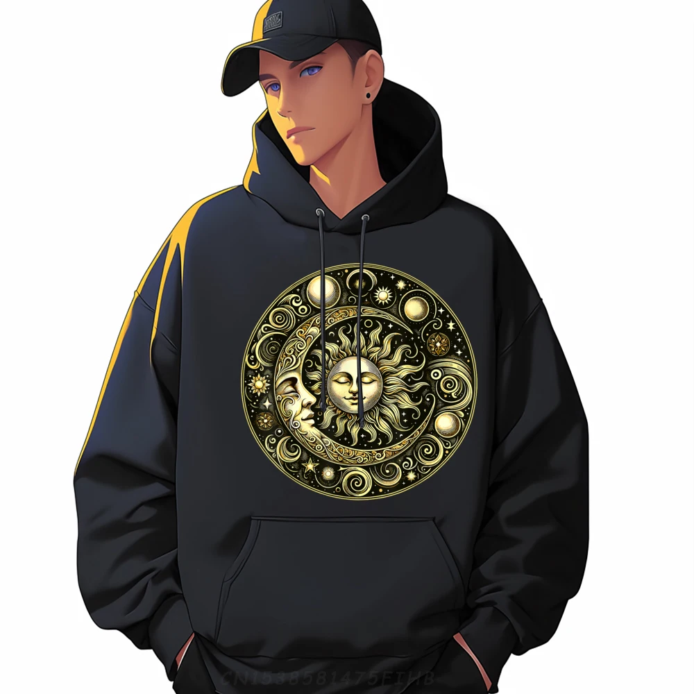 

Celestial Moon And Sun Adult Family Vintage Hoodies Crew Neck Autumn Hoodies Group Long Sleeve Sweatshirts