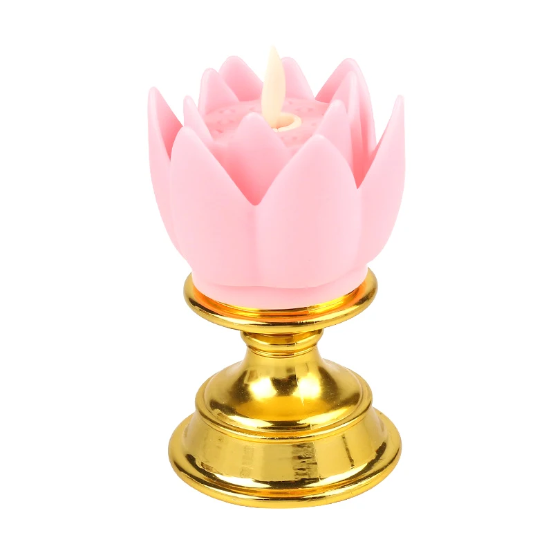 LED Lotus Light แบตเตอรี่ดําเนินการสีสันสดใสแสงธรรมชาติพระพุทธรูปโคมไฟสวดมนต์ Flicker เทียน LED โคมไฟชาตกแต่งวัด